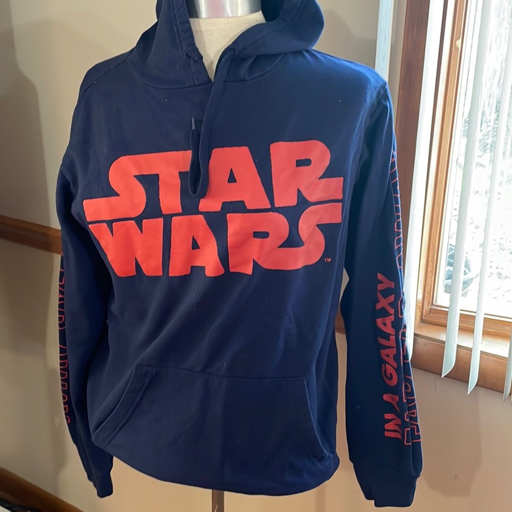 Mens small Star Wars hoody blue with red letters, light weight